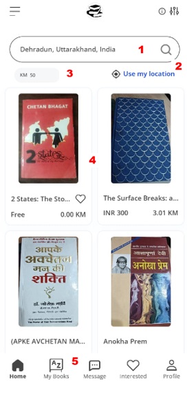 Reuse Books App Home Screen