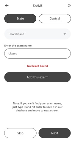 Add Exam Name