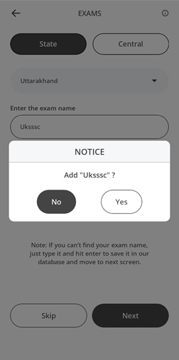 Add Exam Name