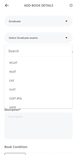 Select the Exam in Graducate Exam Type